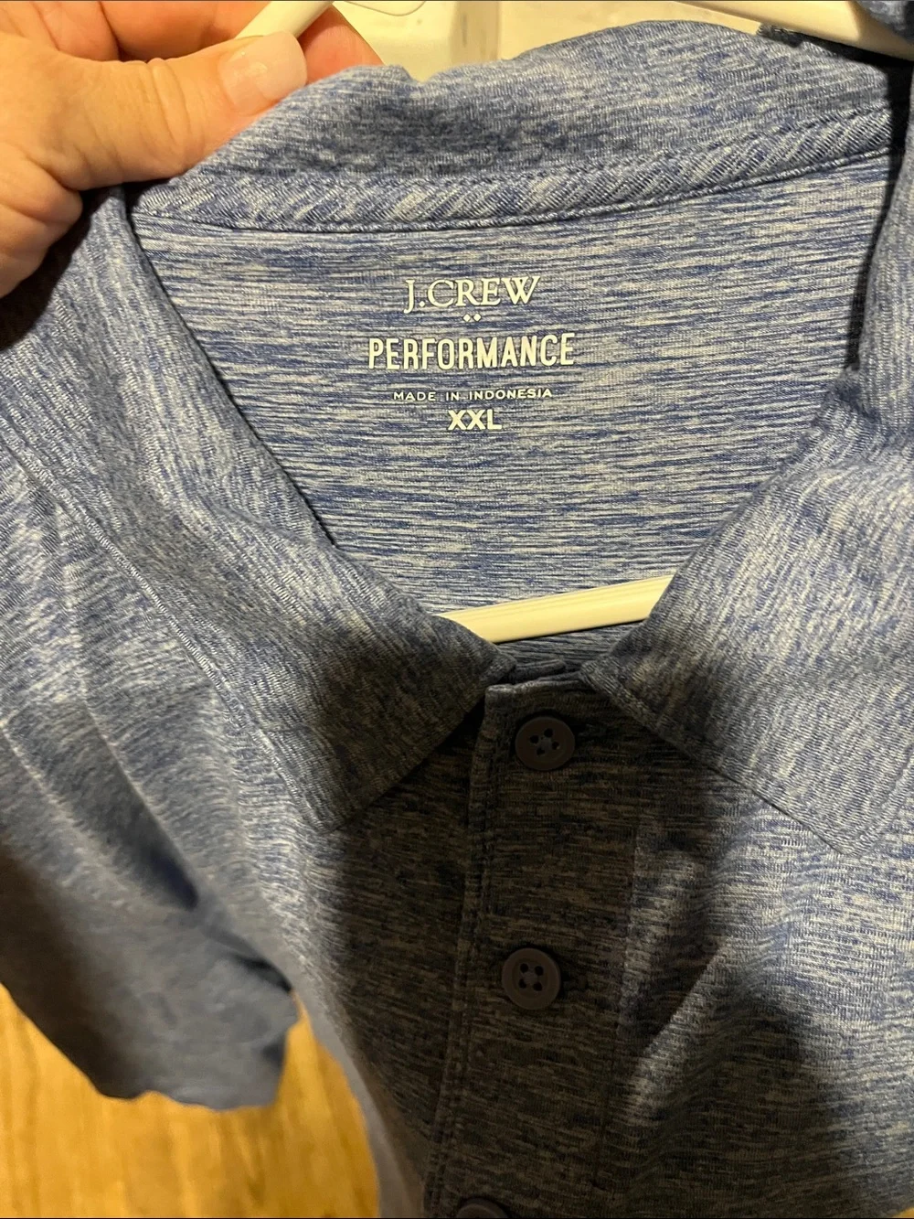 J. Crew Men's Heathered Light Blue Performance Polo